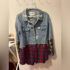 Fashion Nova denim / plaid jacket